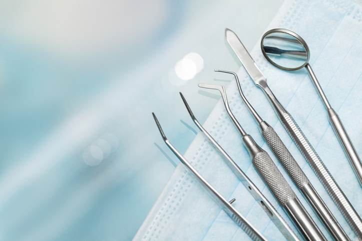 Set of metal Dentist's medical equipment tools