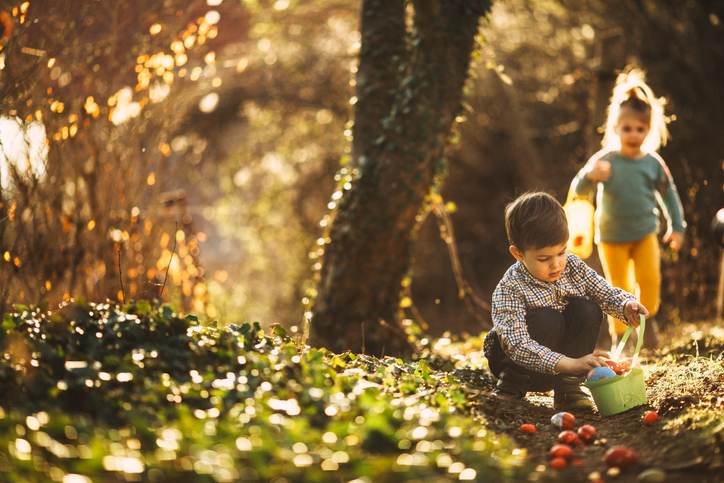 Easter egg hunt in nature